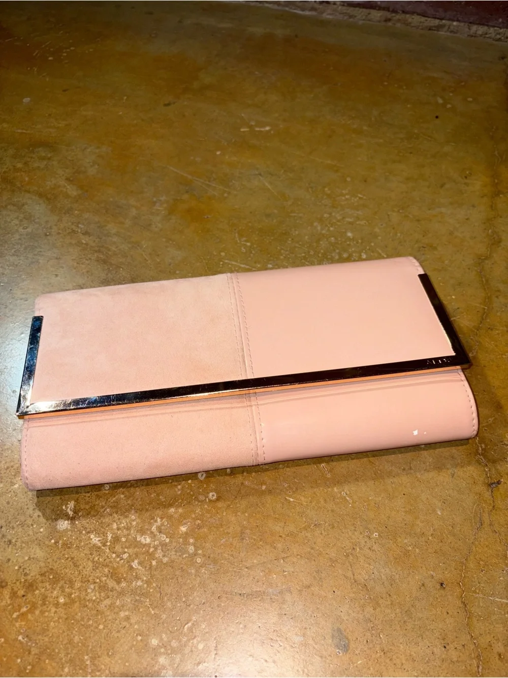 Aldo Pink Two-Tone Clutch with Gold Trim